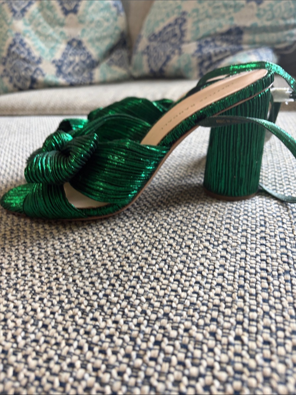 Loeffler Randall Camille Metallic Emerald Green Bow heels - Picture 2 of 7